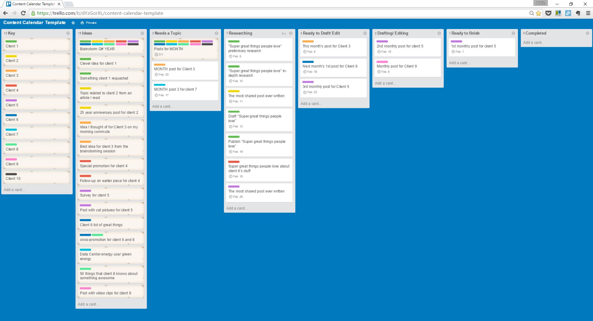 search trello templates for young women