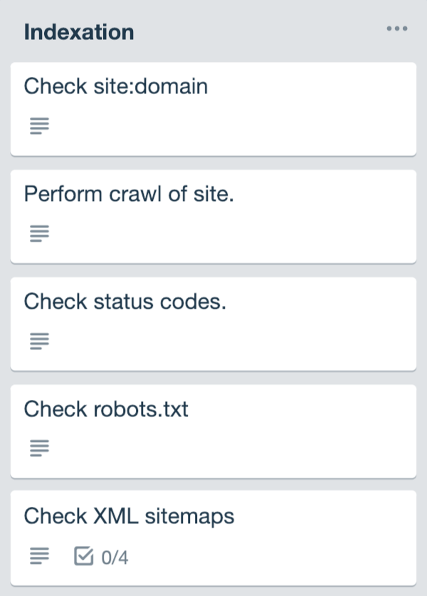 Trello List: Indexation Steps via @heroicsearch